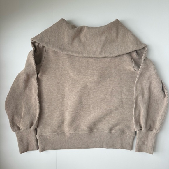 Varley Vine Half Zip Pullover Taupe Marl Ottoman Rib Oversized Small - Picture 6 of 6